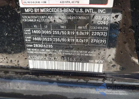 2009 Mercedes-Benz Ml 350 4Matic z USA, uszkodzony, nr VIN 4JGBB86E69A513163